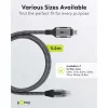 Ethernet-kaabel USB-C 3.2 Gen2 pesa > RJ-45 pistik (must/hõbedane, 5 meetrit, punutud tekstiilümbris)