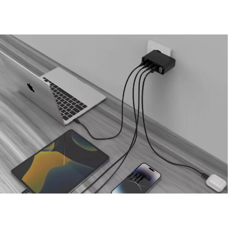 Gembird TA-UC-PDQC100LCD-01-BK mobiilseadme laadija Sülearvuti, Nutitelefon Must AC Kiirlaadimine Siseruumides