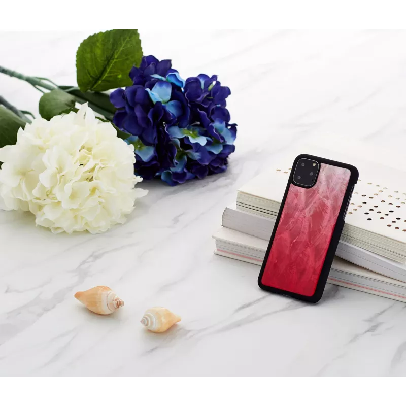 Nutitelefoni ümbris iKins iPhone 11 Pro Max jaoks — roosa järv musta äärisega