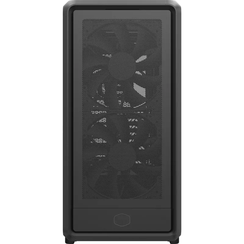 PC Midi Torn Cooler Master MasterFrame 600 Mesh — Must, toetab ATX/EATX, 2x200 mm esiventilaatorit, ees/küljel ventilaatoritugi, 2x3,5 tolli + 3x2,5 tolli sahtlid