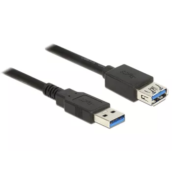 USB 3.2 Gen 1 pikenduskaabel, USB-A pistik > USB-A pesa (must, 2 meetrit, SuperSpeed)