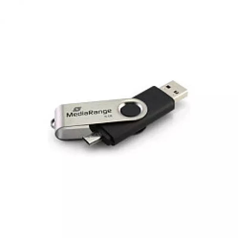 MediaRange MR932 - USB-mälupulk - 32 GB - USB 2.0 / mikro-USB - must/hõbedane (MR932-2)