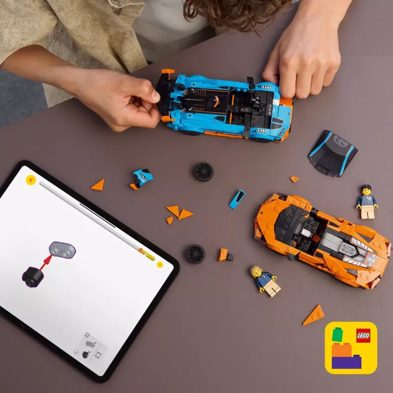 LEGO Speed Champions komplekt 77238 — Lamborghini Revuelto ja Huracán STO ehitusmänguasi, 607 osa, 2 minifiguuri, soovituslik vanus 10+
