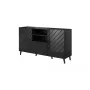 Kummut cama meble ABETO 150x42x82 cm, läikiv must, MDF-korpus, 1 sahtel