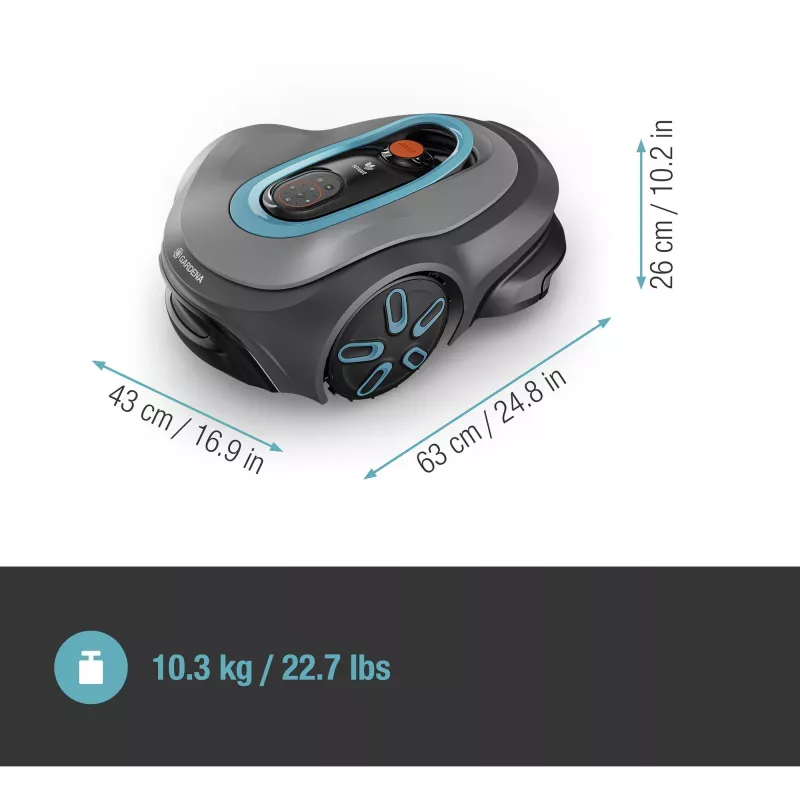 Robotniiduk GARDENA smart SILENO max — 1500 m², 16 cm lõikelaius, aku, LONA navigatsioon, hall