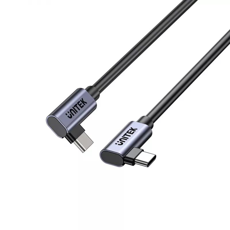 USB‑C kaabel Unitek C14147ABK01 90°–90° PD 100W 0,5 m, nurga all pistikuga, must