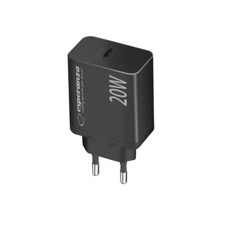 Võrgulaadija ESPERANZA EZC104K 20W must, USB-toiteadapter kaasaskantavatele seadmetele