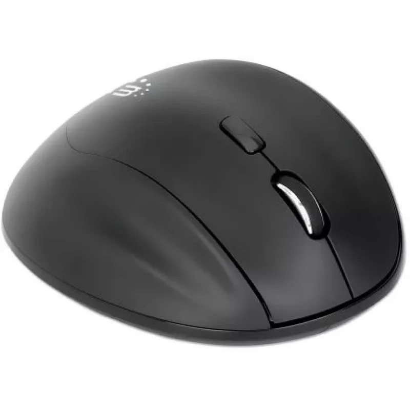 Manhattan Ergonomic Wireless hiir, paremakäeline, reguleeritav 800/1200/1600dpi, 2.4Ghz (kuni 10m), kuus nuppu kerimisrattaga, kombineeritud USB-A ja USB-C vastuvõtja, must, AA aku (kaasas), kolmeaastane garantii