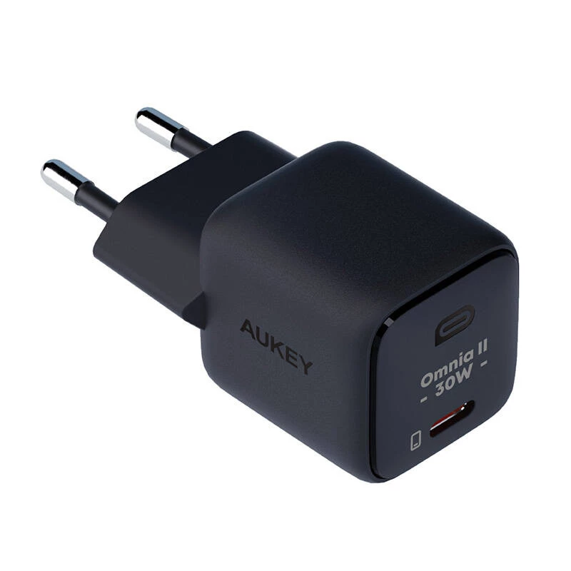 Seinalaadija Aukey PA-B1L USB-C 30 W must — kompaktne USB‑C PD toiteadapter
