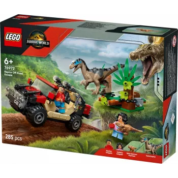 Ehituskomplekt LEGO Jurassic World 76972 Raptor Off-Road Escape, 285 tk, 2 minifiguuri, vanus 6+