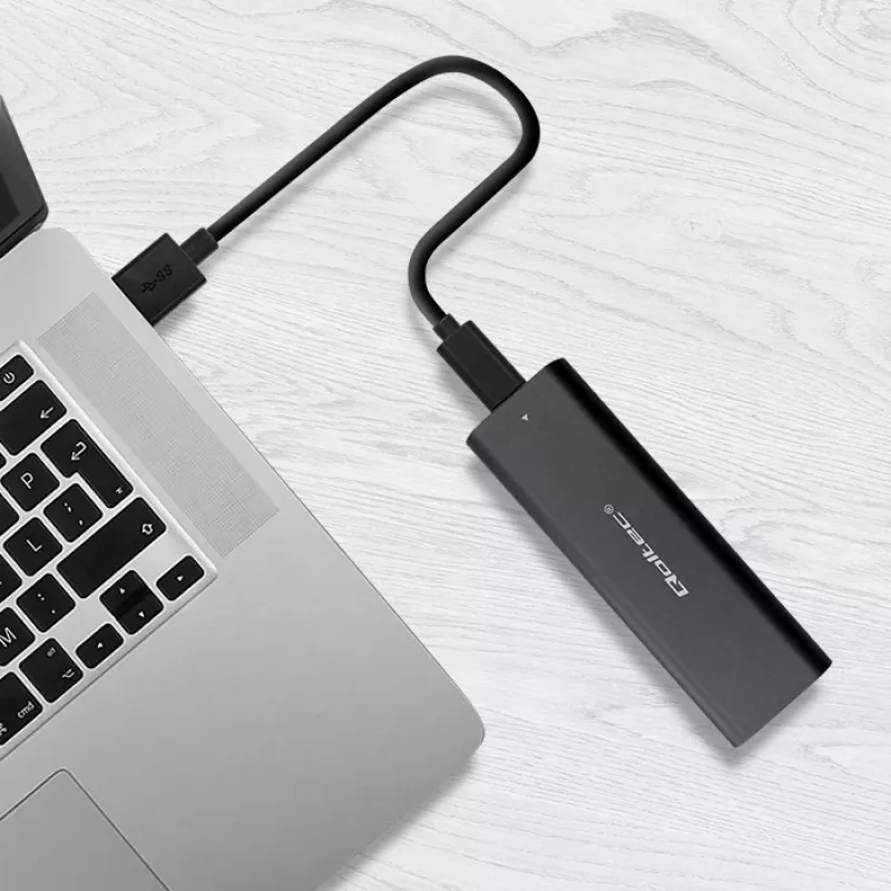 SSD-korpus QOLTEC 50312 Must ühele M.2 SATA kettale, USB USB-C (USB 2.0 / 3.2 Gen 1)