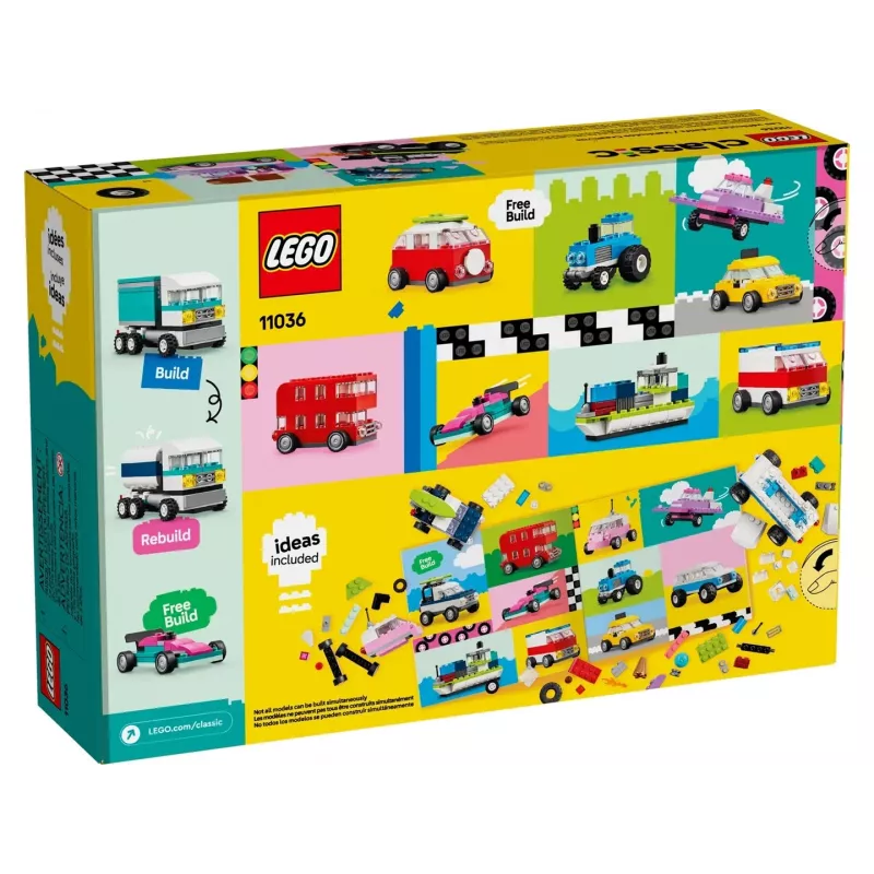 LEGO Classic Creative Vehicles Värviliste Mudelautode Komplekt Poltseiautoga ja 11023 Classic Roheline Alusplaat 32x32 Naastuga Ehitusmuru