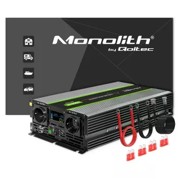 Qoltec 51923 puhta siinuslaine inverter Monolith | 3000W | 6000W | 24V kuni 230V | LCD