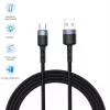Andmekaabel Tellur USB kuni USB-C LED nailonpunutud 1,2 m Must