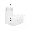 Kahe USB-pistikupesa adapter 65W, 2xUSB-C, valge