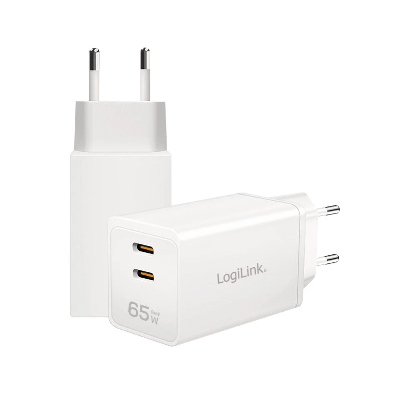 Kahe USB-pistikupesa adapter 65W, 2xUSB-C, valge