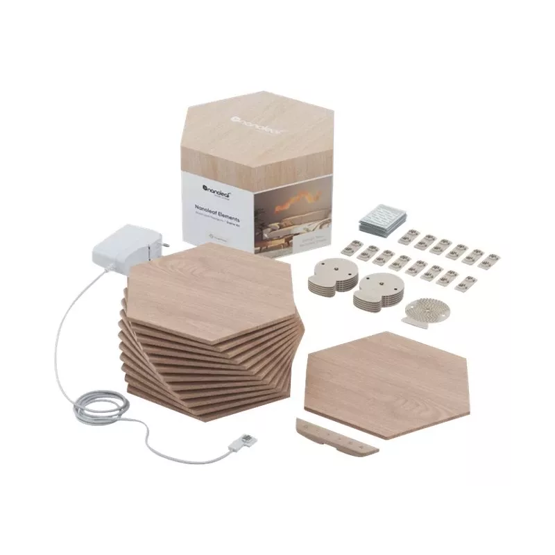 Nanoleaf | Elements Wood Look Hexagons Starter Kit (13 paneeli) | Külmvalge + Soe valge