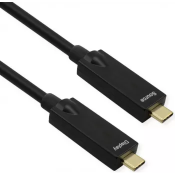 ROLINE USB 3.2 Gen 2 kaabel, AOC, C-C, ST/ST, 10 Gbit/s, 4K60Hz, PD (Power Delivery) 60W, must, 15 m