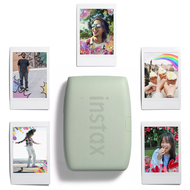 Instant printer Fujifilm Instax Mini Link3 Sage roheline — 800×600 DPI, prindib 6,2×4,6 cm, Bluetooth, 0,21 kg