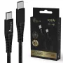 Extralink Smart Life Braided USB USB-C kaabel 100W, USB USB-C to USB-C, 2m, must, 480 Mbps, 20V 5A