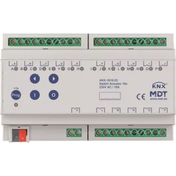 MDT Schaltaktor 16-fach 8TE REG 16A 230VACKompakt 70µF 10EVG AKK-1616.03