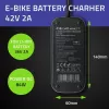 Ebike laadija QOLTEC 50332 — 36V/42V väljund, 2A, 5,5×2,1 mm pistik