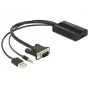 Video kaabli adapter DeLOCK 62597 0,25 m HDMI tüüp A VGA D-Sub 3,5 mm USB tüüp A must