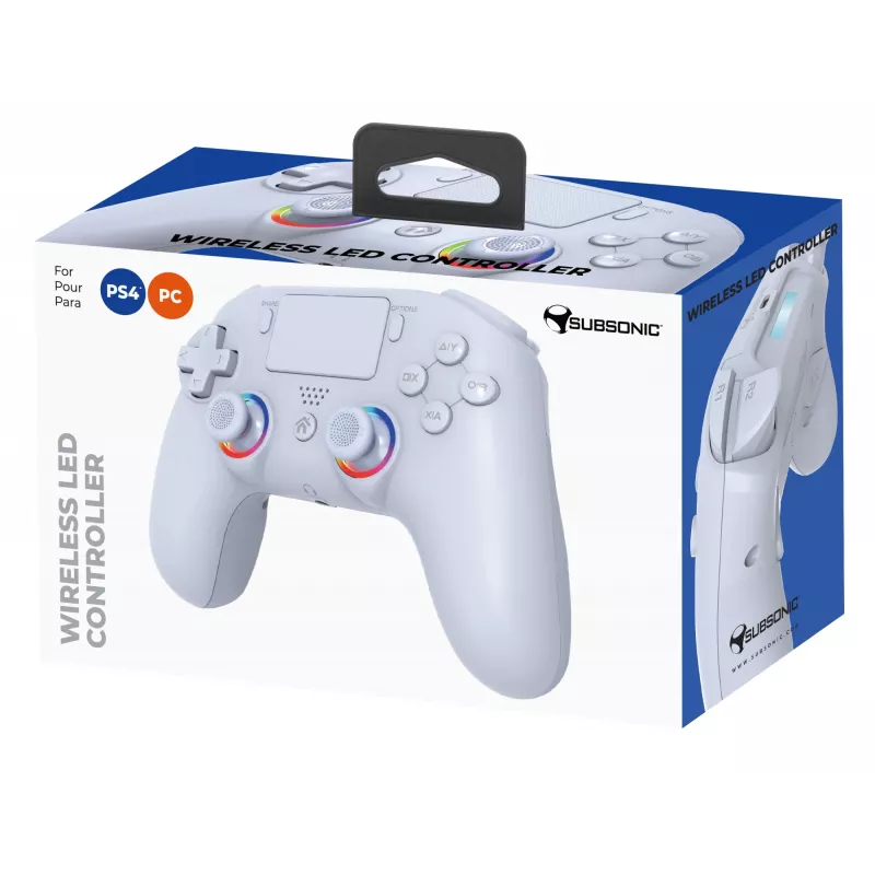 Juhtmevaba LED-kontroller SUBSONIC SA5639-2 — PS4 ja PC jaoks, valge, juhtmevaba ühendus