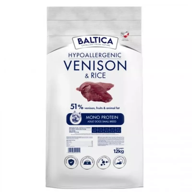 BALTICA Nutraceutic hüpoallergeenne väikest tõugu hirveliha riisiga - kuiv koeratoit - 12 kg