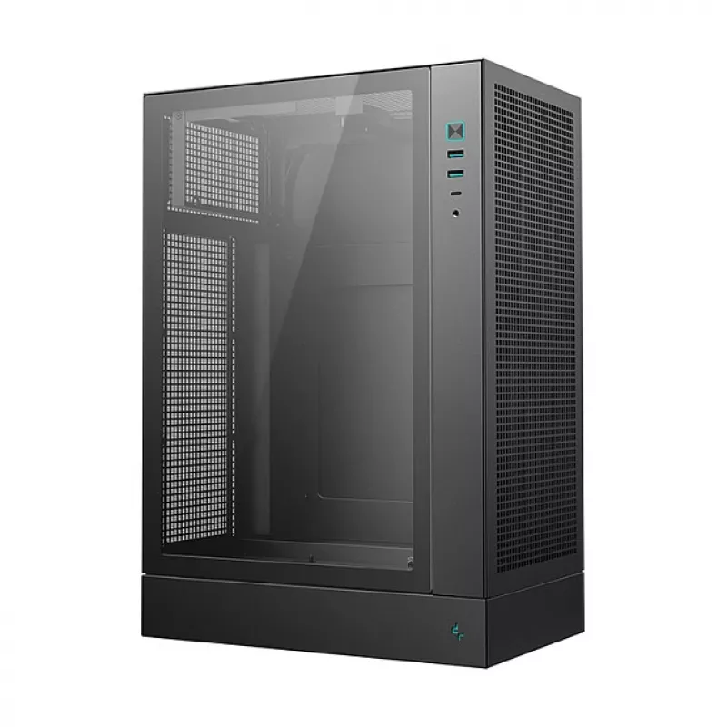 PC korpus DeepCool CH170 PLUS Tower Must — micro-ATX/mini-ITX, karastatud klaas, USB-C, ülemine PSU