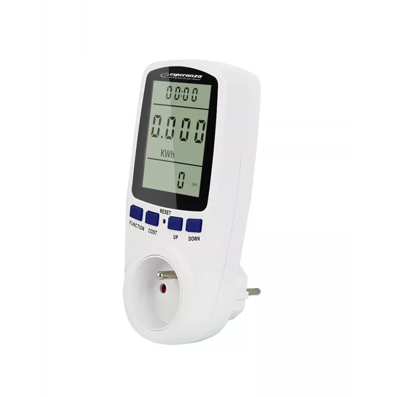 Voolutarbimismõõtur ESPERANZA ELA103 LCD-ekraaniga — 16 A, 3680 W, 230 V, 50–60 Hz