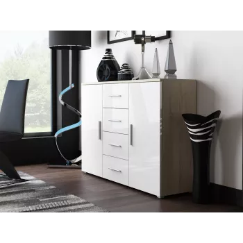 Cama elutoa kummut UNI sonoma tamm/valge läikiv
