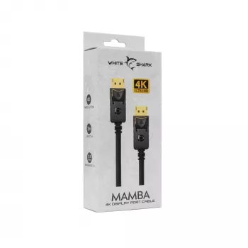 DisplayPort-kaabel White Shark MAMBA 2m — 4K 60Hz, 2.0-ga ühilduv