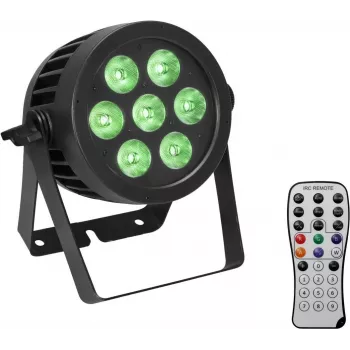 LED PAR valgusti EUROLITE 7x9W IP-reitinguga — 7 x 9 W LED-id, IP-reitinguga korpus