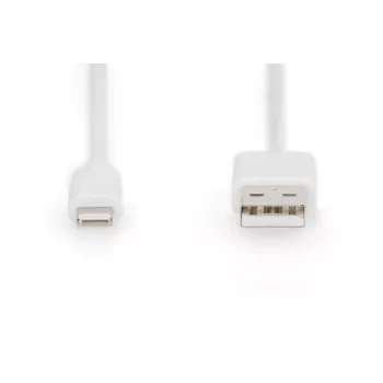 DIGITUS - Lightning-kaabel - Lightning (M) USB (M) - 1,0 m - topeltisolatsioon - valge - vormitud - Apple iPad/iPhone/iPod (Lightning) jaoks (DB-600106-010-W)