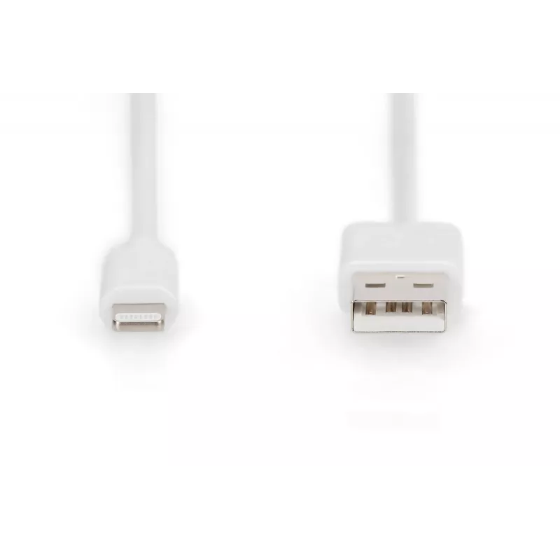 DIGITUS - Lightning-kaabel - Lightning (M) USB (M) - 1,0 m - topeltisolatsioon - valge - vormitud - Apple iPad/iPhone/iPod (Lightning) jaoks (DB-600106-010-W)