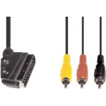 Video kaabliadapter e+p VC 119 1,5 m SCART (21-kontaktiline) 3 × RCA Must