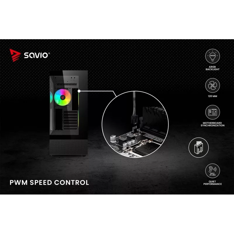 SAVIO Blast 120mm ARGB PWM korpusetuuleti - must
