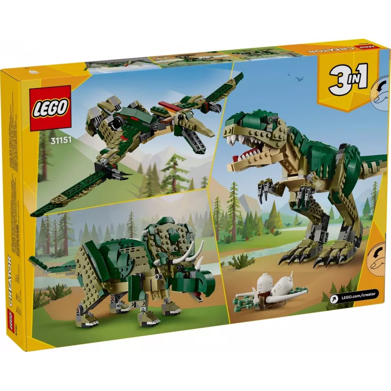 Ehituskomplekt LEGO Creator 3-in-1 T.Rex ehitatav mudelikomplekt, 626 tk, 150 mm kõrgus, vanus 9+