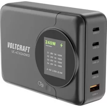 Voltcraft UC-4C1A240W01 USB laadimisdokk USB-C USB-A PD 3.0 Must siseruumidesse (VC-16871780)