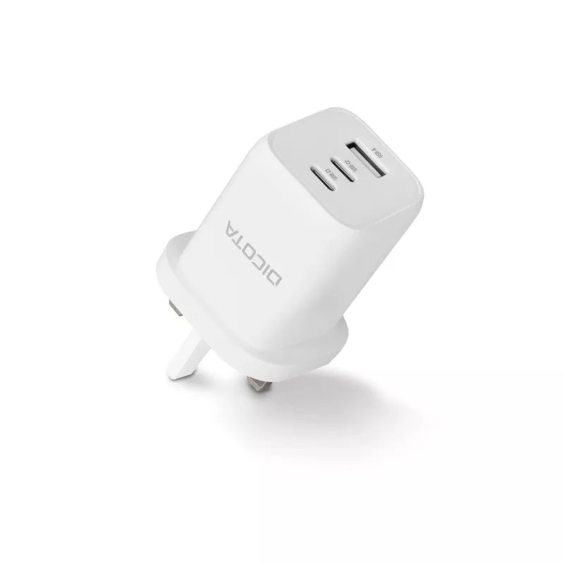 Dicota toiteplokk - kompaktne, GaN - 65 W - 5 A - PD 3.0 - 3 väljundporti (2 x USB-C, USB)