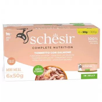 SCHESIR tuunikala ja lõhe želatiiniga - märg kassitoit - 6x50g