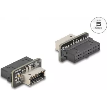 DeLOCK 67238 kaabli soovahetaja 20-kontaktiline USB USB Type-E Must roostevaba teras