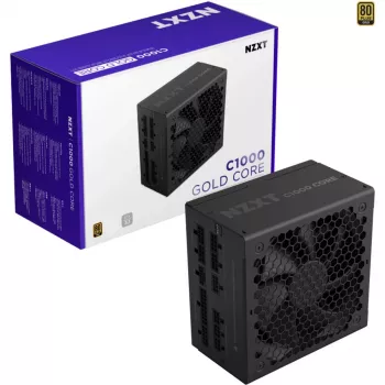 C1000 GOLD CORE, PC-toiteplokk must, 1x 12-kontaktiline kõrge võimsusega GPU, 3x PCIe, kaablihaldus, 1000 vatti