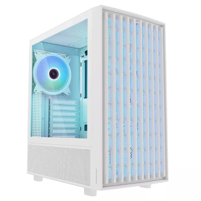 PC-korpus MODECOM BREEZE ARGB Flow MIDI Must — ATX, 3x140mm ees + 1x140mm taga, karastatud klaas, USB-C