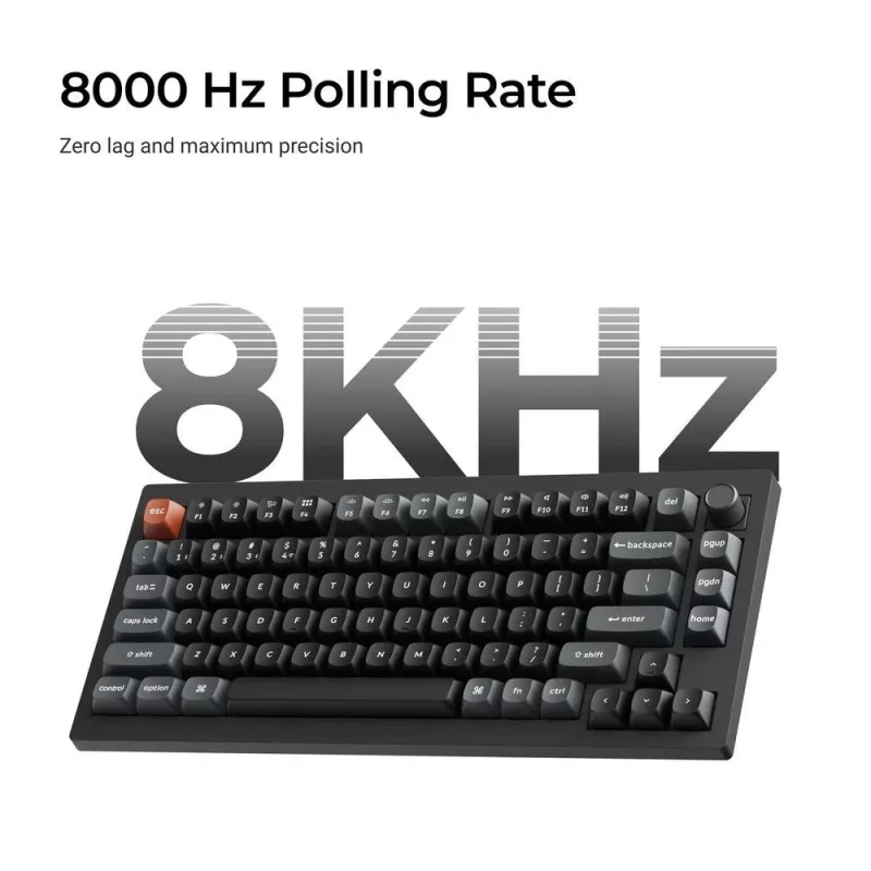 Mehaaniline klaviatuur Keychron V1 Ultra 8K — 75% QWERTY, Bluetooth, juhtmega, RGB, must