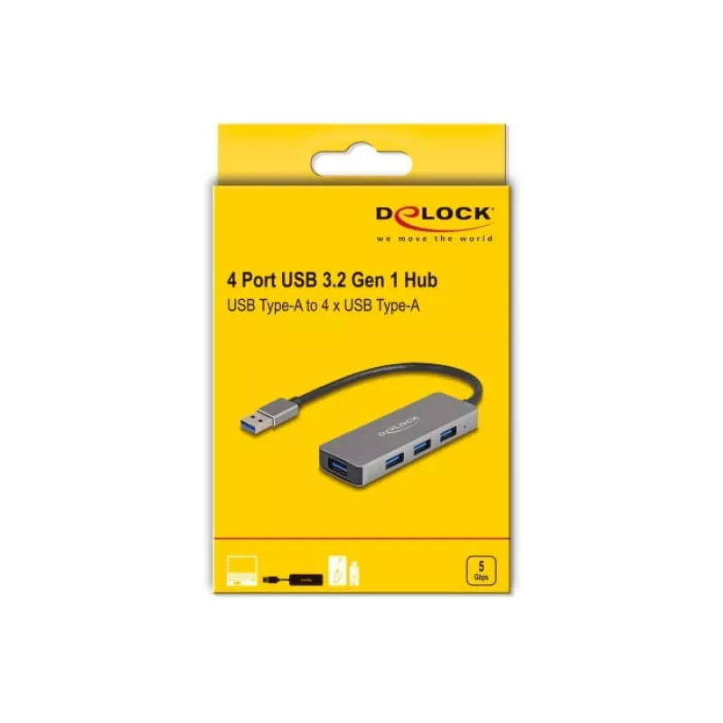 DeLOCK 63171 USB-jaotur 3.2 Gen 1 Type-A 5000 Mbit/s Hall