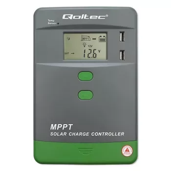 MPPT päikeselaadimiskontroller QOLTEC 53662 temperatuurianduriga