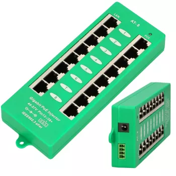 Extralink Gigabit PoE süstija 8 porti aktiivne, 8 porti Gigabit 802.3at/af, Mode A
