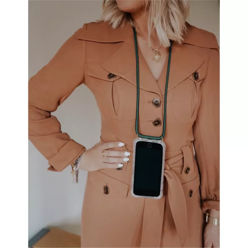 Telefoni kaelakee ümbris Lookabe iPhone X / Xs jaoks — kuldne rohelise rihmaga